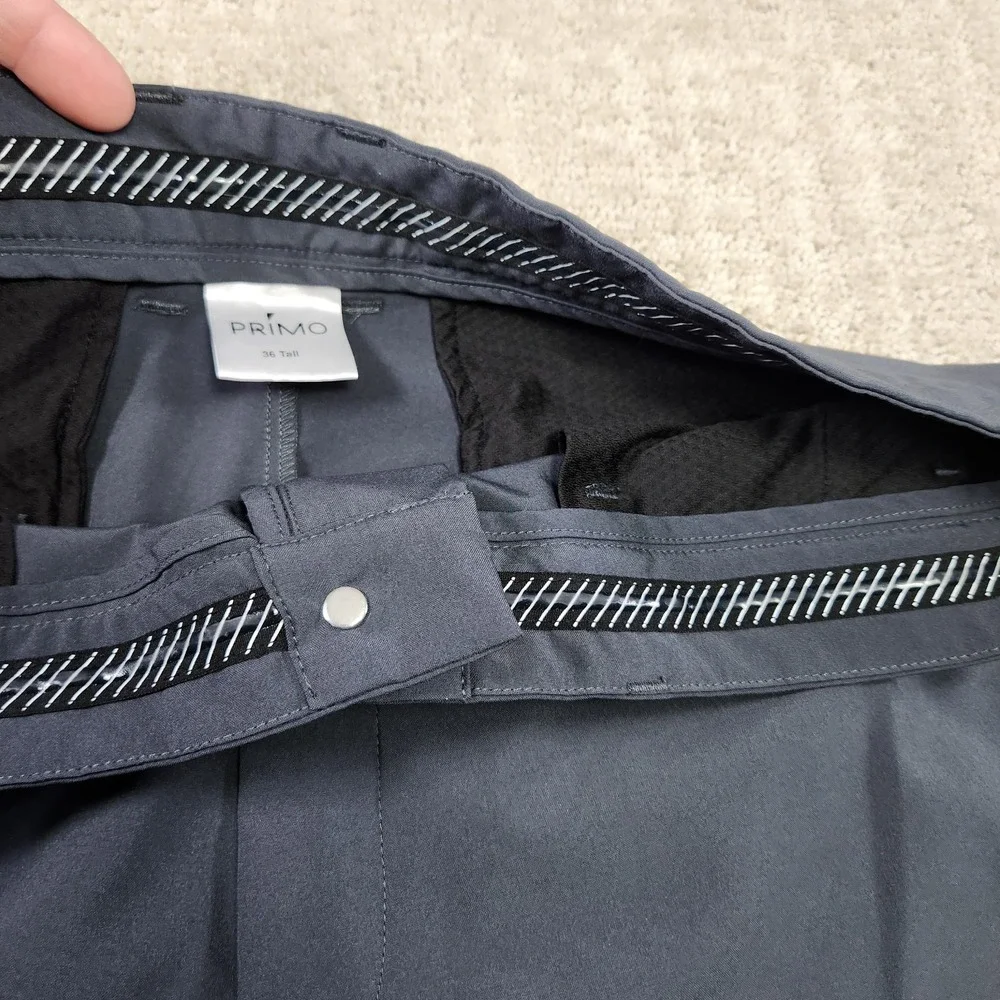 Primo Golf Jogger Pants Men 36 Tall Golf Chino Slim Fit Ankle Zip Gray Woven